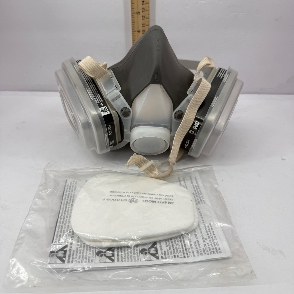 3M Respirator Mask Large Gray Solid Rubber Organic Vapor Filter NIOSH